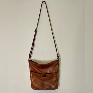 Margot Pebbled Brown Leather Classic Closet Staple Crossbody Purse Bag